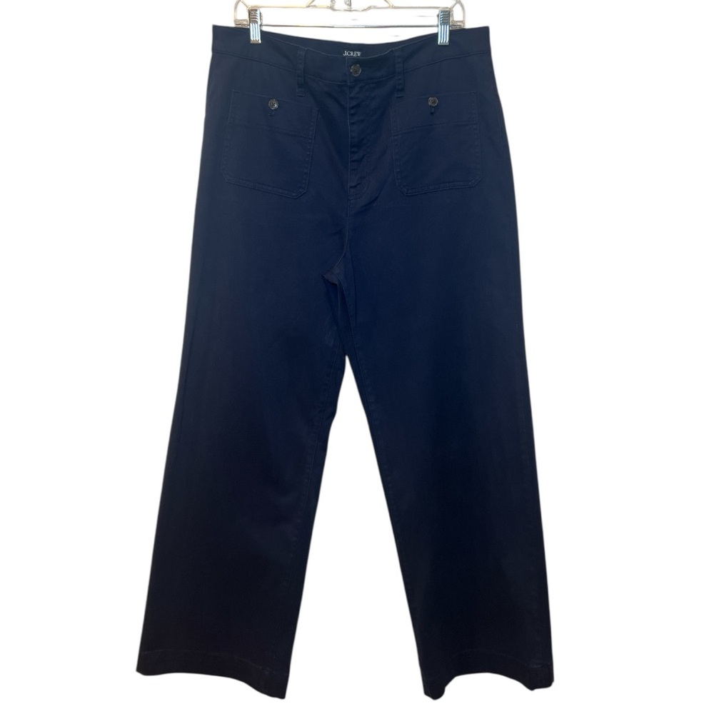J. Crew navy blue tall sailor slim wide leg patch pocket chino pants 32T